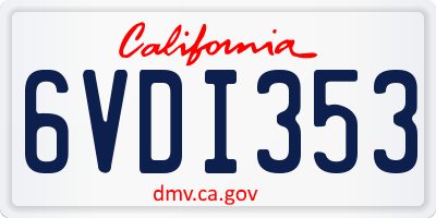 CA license plate 6VDI353