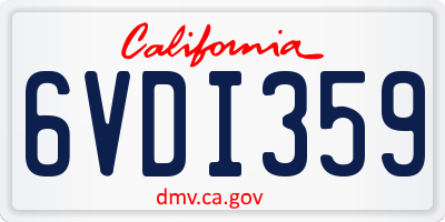 CA license plate 6VDI359