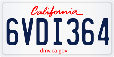 CA license plate 6VDI364