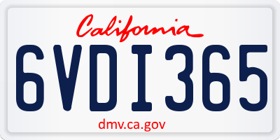 CA license plate 6VDI365