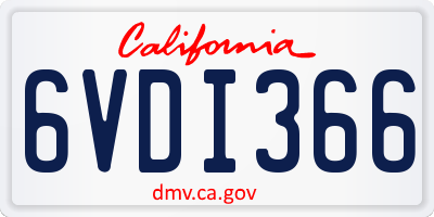 CA license plate 6VDI366
