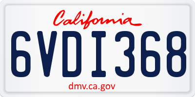 CA license plate 6VDI368