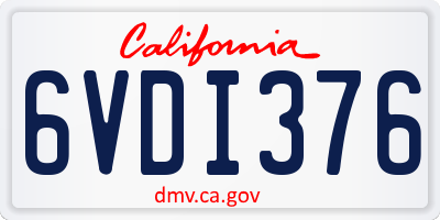 CA license plate 6VDI376