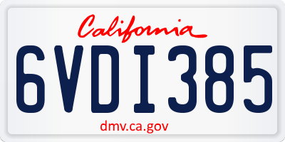 CA license plate 6VDI385