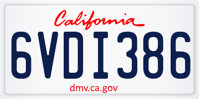 CA license plate 6VDI386