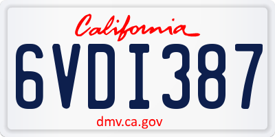 CA license plate 6VDI387