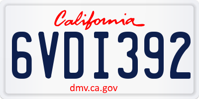 CA license plate 6VDI392