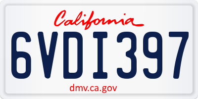 CA license plate 6VDI397