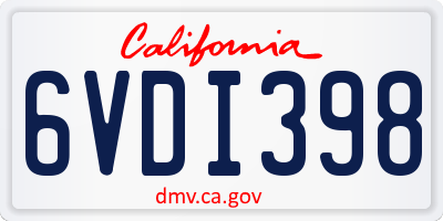 CA license plate 6VDI398