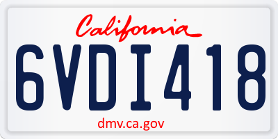CA license plate 6VDI418