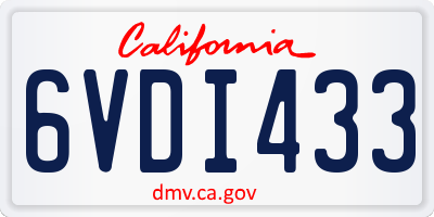 CA license plate 6VDI433