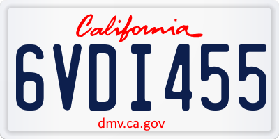 CA license plate 6VDI455