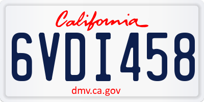 CA license plate 6VDI458