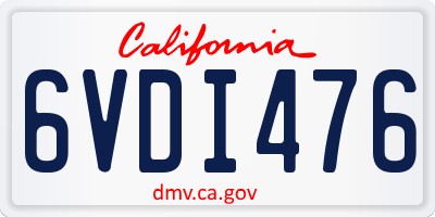 CA license plate 6VDI476
