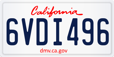 CA license plate 6VDI496