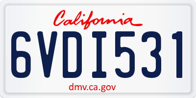 CA license plate 6VDI531