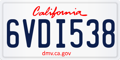 CA license plate 6VDI538