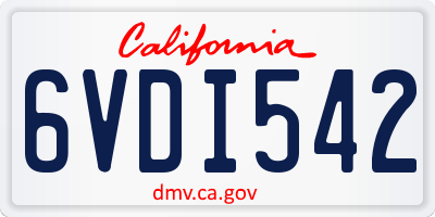 CA license plate 6VDI542