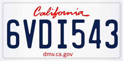 CA license plate 6VDI543