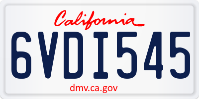 CA license plate 6VDI545