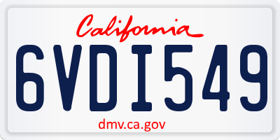 CA license plate 6VDI549