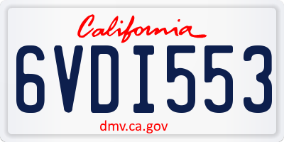 CA license plate 6VDI553