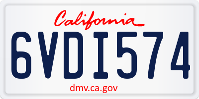 CA license plate 6VDI574