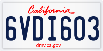 CA license plate 6VDI603