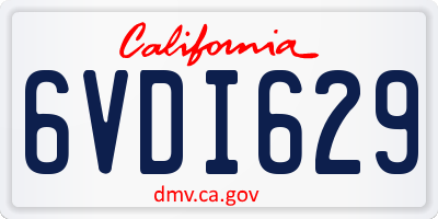 CA license plate 6VDI629