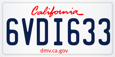 CA license plate 6VDI633