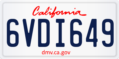 CA license plate 6VDI649