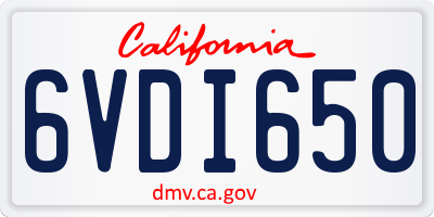 CA license plate 6VDI650