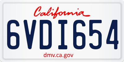 CA license plate 6VDI654