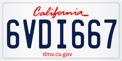 CA license plate 6VDI667