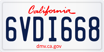 CA license plate 6VDI668