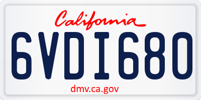 CA license plate 6VDI680