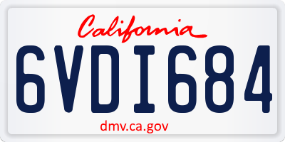 CA license plate 6VDI684