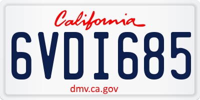 CA license plate 6VDI685