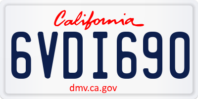 CA license plate 6VDI690