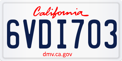 CA license plate 6VDI703