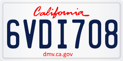 CA license plate 6VDI708