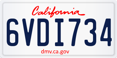CA license plate 6VDI734