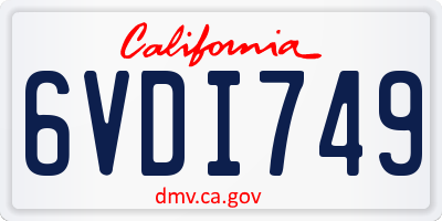 CA license plate 6VDI749