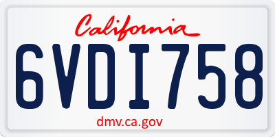 CA license plate 6VDI758
