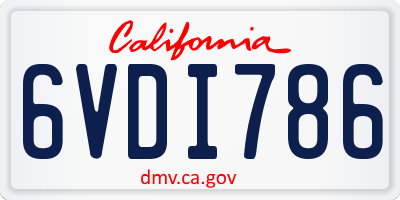 CA license plate 6VDI786