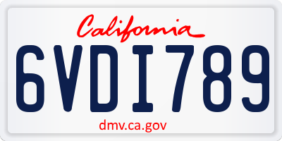 CA license plate 6VDI789