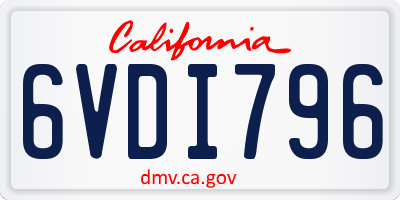 CA license plate 6VDI796