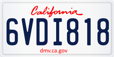 CA license plate 6VDI818
