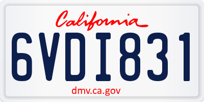 CA license plate 6VDI831