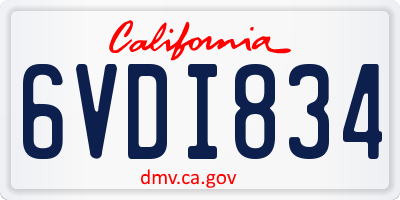 CA license plate 6VDI834